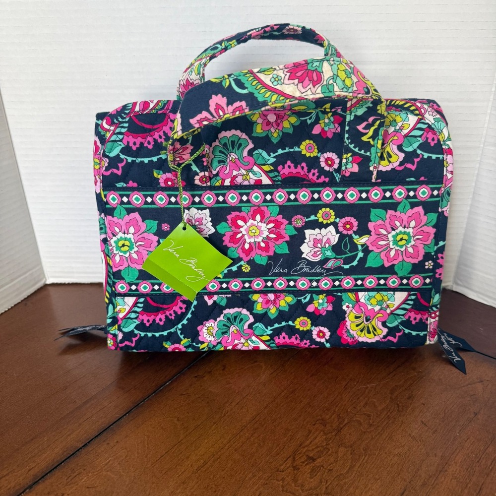 Vera Bradley Petal Paisley Hanging Travel Organizer Toiletry Bag NWT Navy Pink